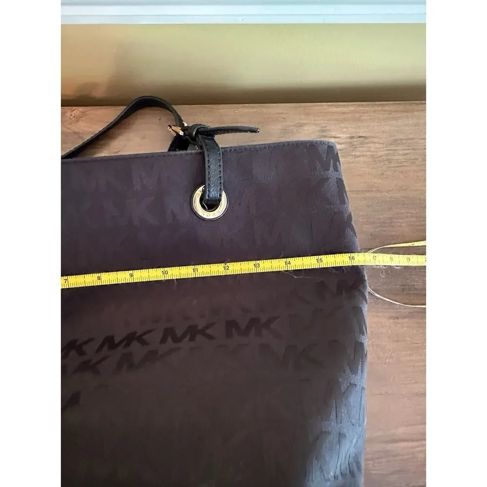 Michael Kors MK Logo Black Canvas Tote Bag Purse Handbag Designer‎